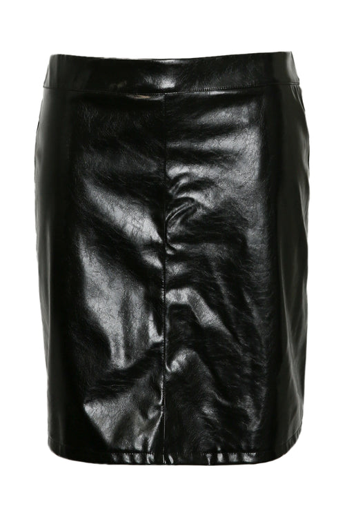 Korte rok van effen vinyl-Paprika-1