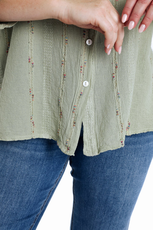 Effen katoenen blouse met multicolore details-Paprika-4