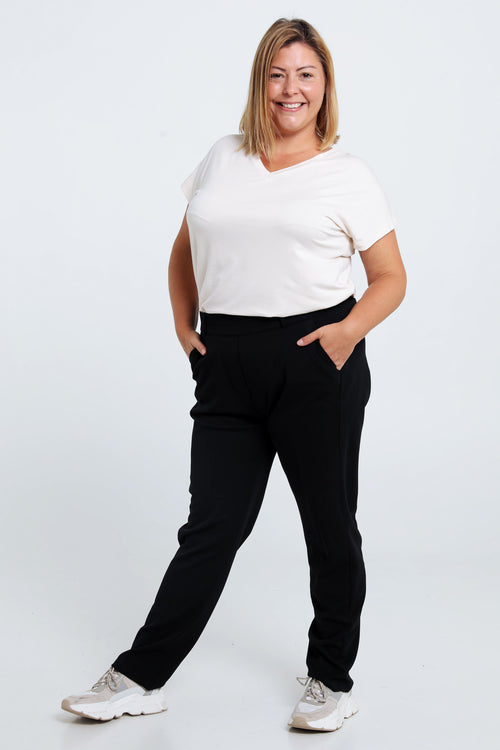 Effen slim 7/8-broek met gestikte, gedetailleerde zak-Paprika-8