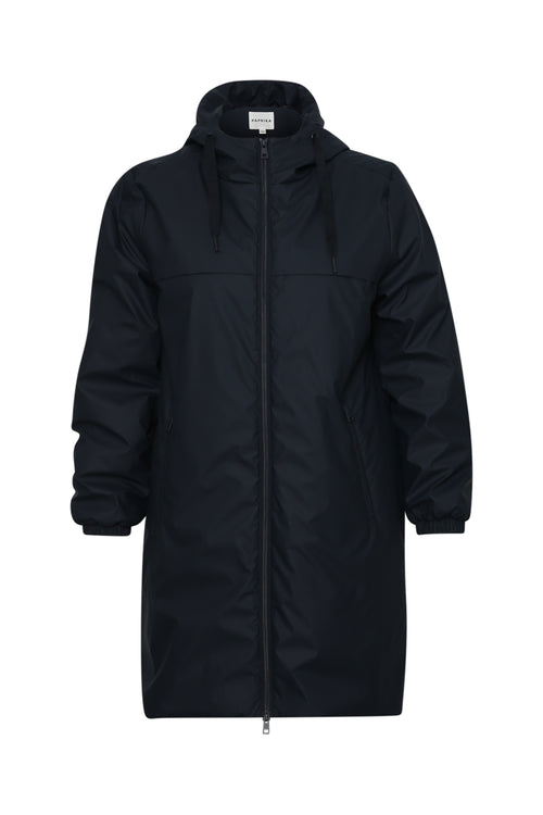 Effen lichte midlange parka-Paprika-1