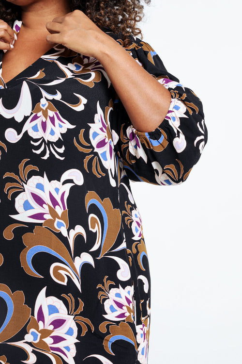 Robe house en viscose imprimé floral-Paprika-6