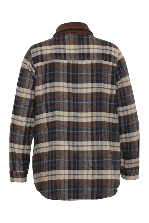 Chemiser à carreaux avec col velours-Paprika-11