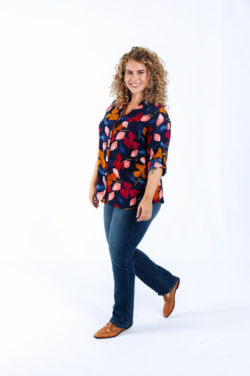 Blouse van viscose met bloemenprint-Paprika-6