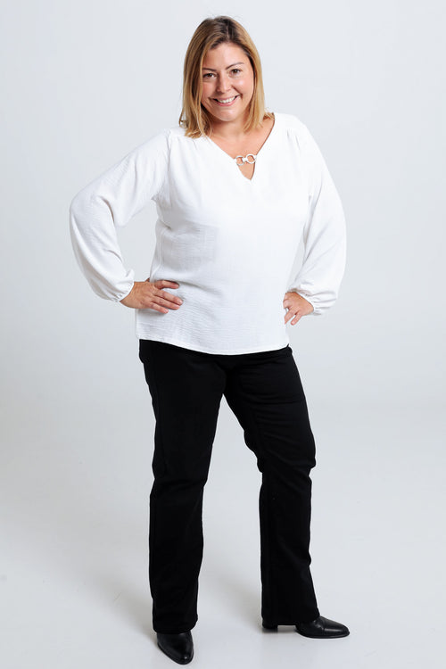 Effen T-shirt met lurex en juweel-Paprika-8