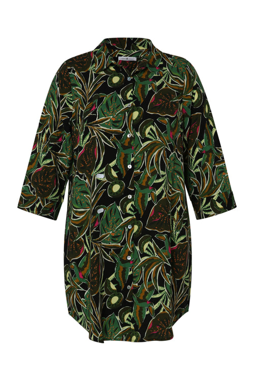 Lang overhemd van viscose met jungleprint-Paprika-1