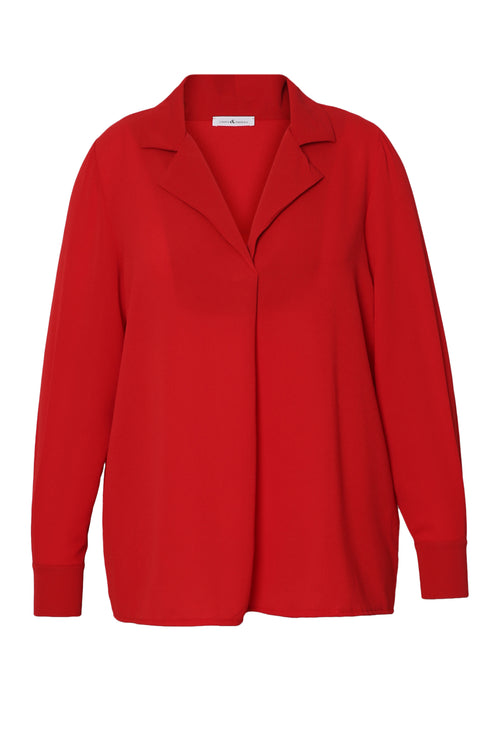Effen blouse met reverskraag-Paprika-7
