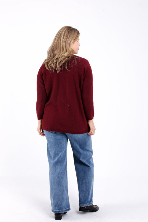 Lange cardigan in effen viscose-Paprika-1