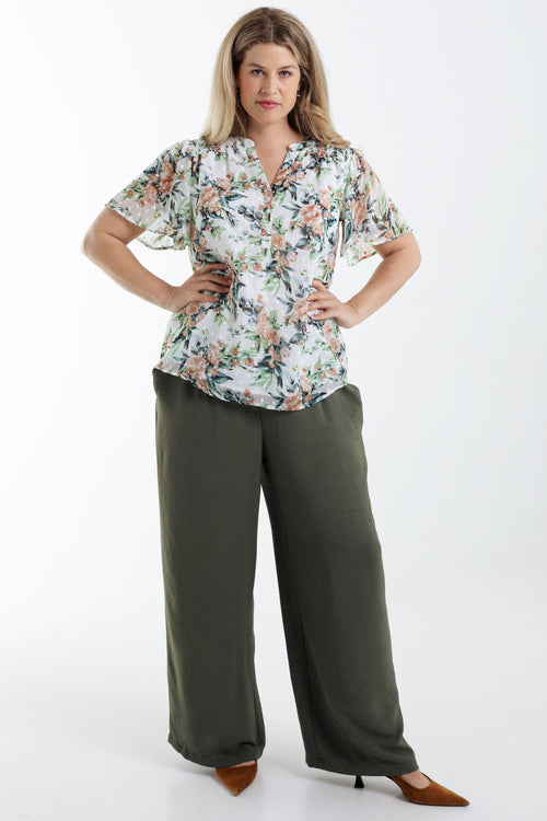 Bloemdruk blouse en plumetis-Paprika-7