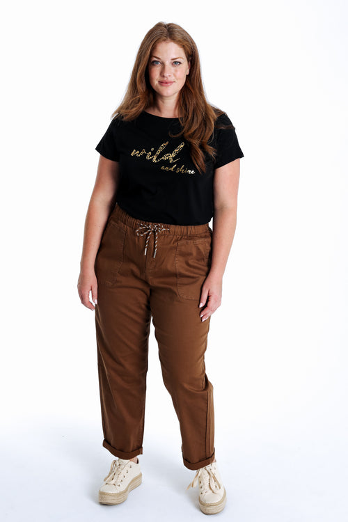 Effen katoenen chino-Paprika-9