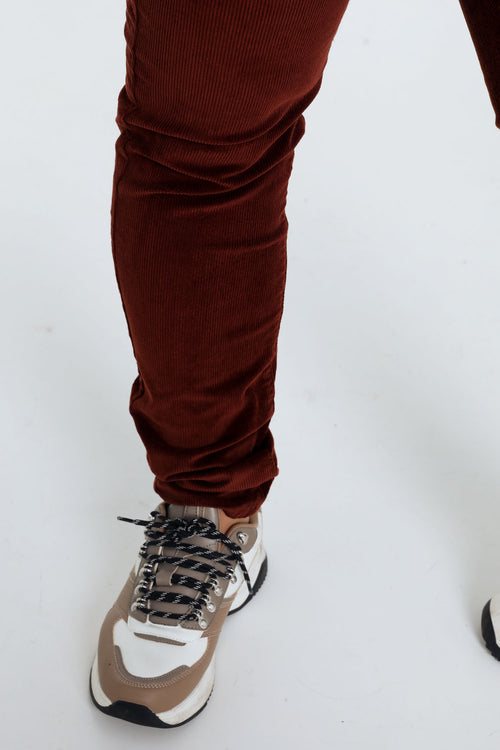 Effen slim fluwelen jegging-Paprika-5