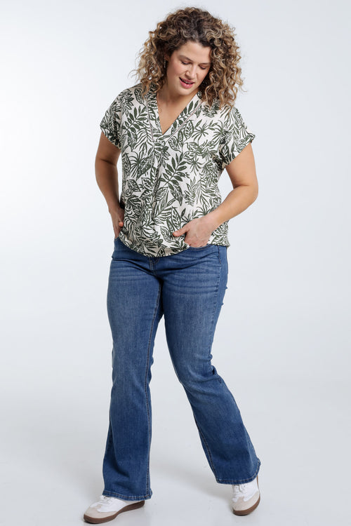  Blouse met bladmotief-Paprika-9