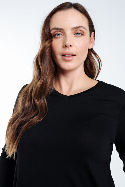 Effen T-shirt in viscose-Paprika-3