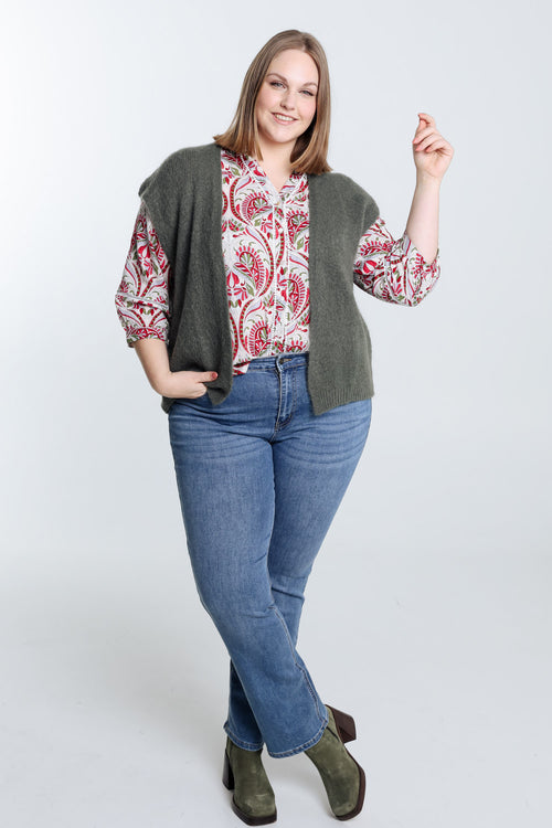 Effen mouwloos vest-Paprika-9