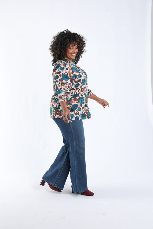 Blouse van viscose met klaproosprint-Paprika-6