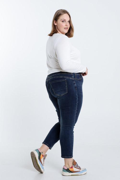 Slim 7/8-jegging in jeans met sportieve riem-Paprika-7