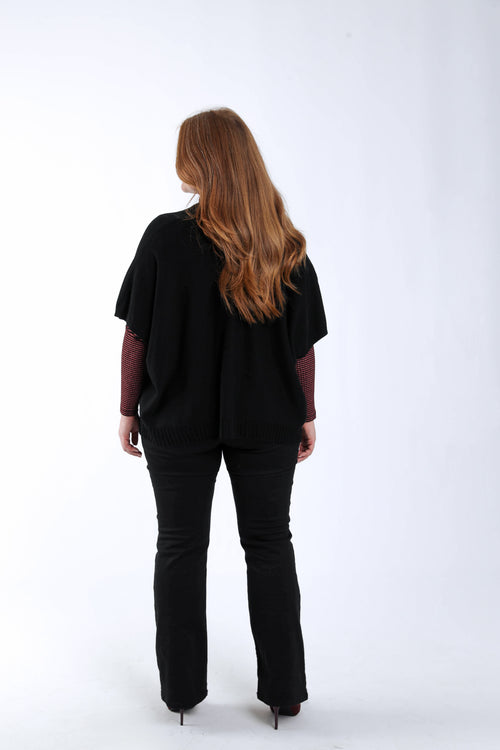 Effen korte trui van viscose-Paprika-1