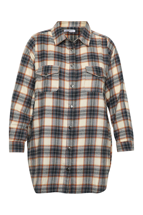 Chemise longue en coton à carreaux-Paprika-8