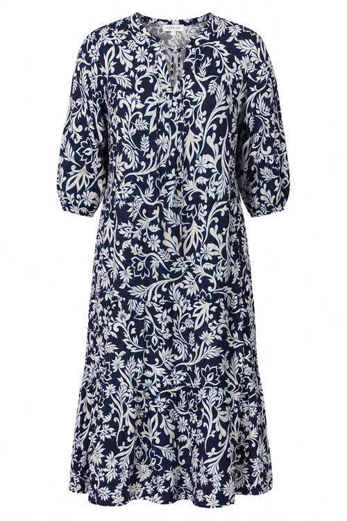 Lange jurk van viscose met tweekleurige paisleyprint-Paprika-1