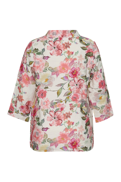 Blouse van bedrukt viscose met bloemenprint-Paprika-9