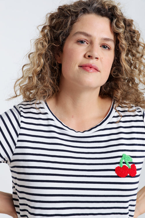 Matrozen-T-shirt met kersdetail-Paprika-6