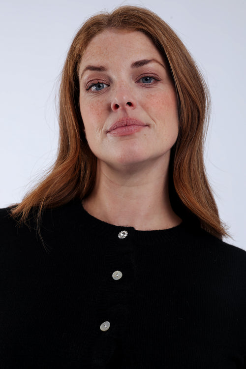Effen cardigan met knopen en ruches-Paprika-3