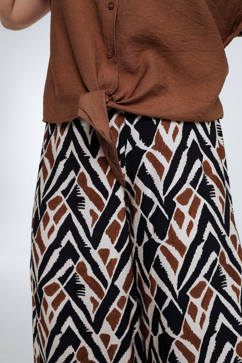 Brede viscose broek met etnische print-Paprika-4