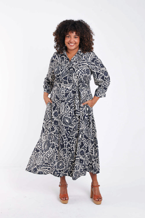 Blousejurk van viscose met paisleyprint-Paprika-7