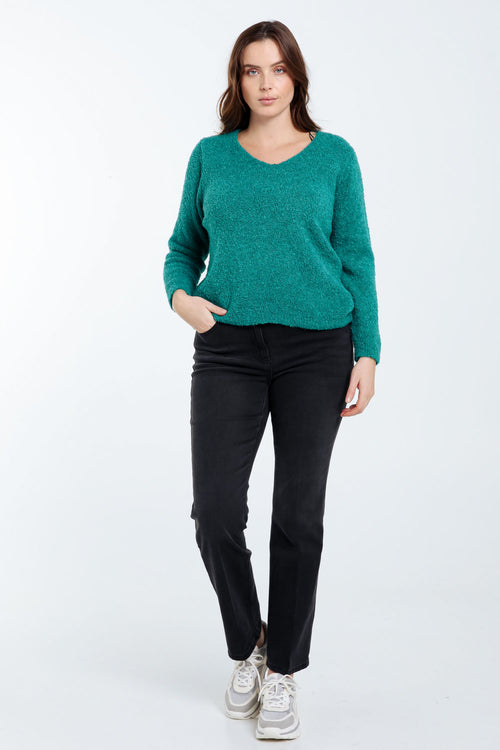 Effen, lusgebreide trui-Paprika-7