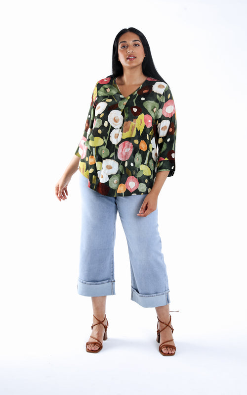 Blouse en viscose imprimé coquelicots-Paprika-6
