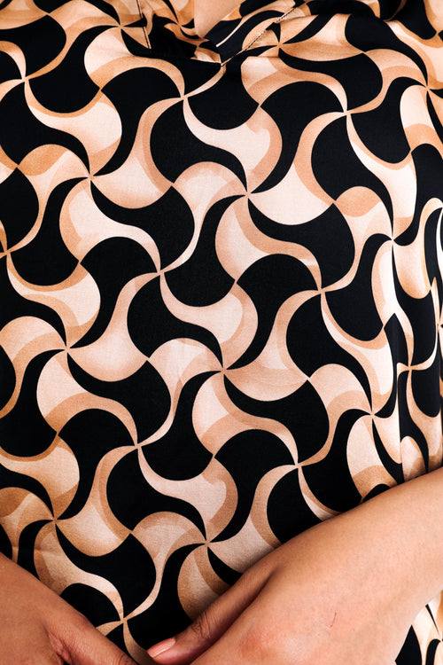 Blouse en viscose imprimé graphique bicolore-Paprika-5
