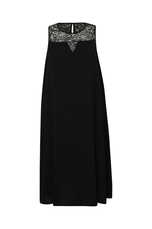 Robe longue unie avec dentelle-Paprika-10