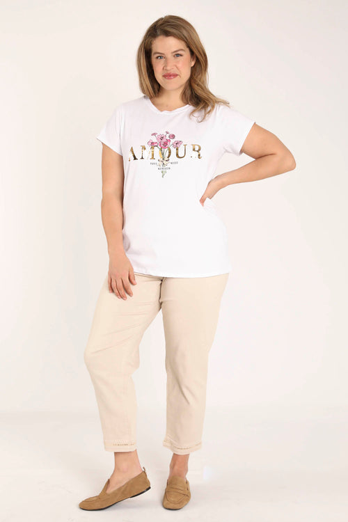 T-shirt van katoen met Amour-print-Paprika-8
