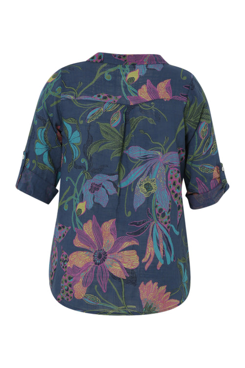 Blouse van katoenen mousseline met bloemenprint-Paprika-11