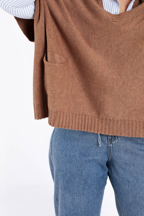 Effen korte trui van viscose-Paprika-6