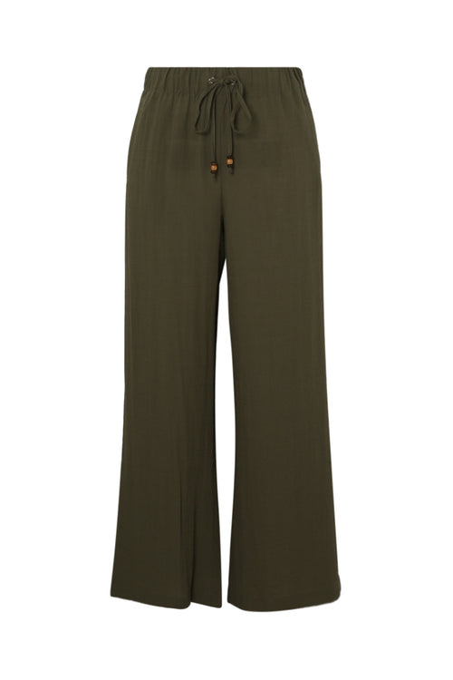Effen viscose wijde broek-Paprika-1