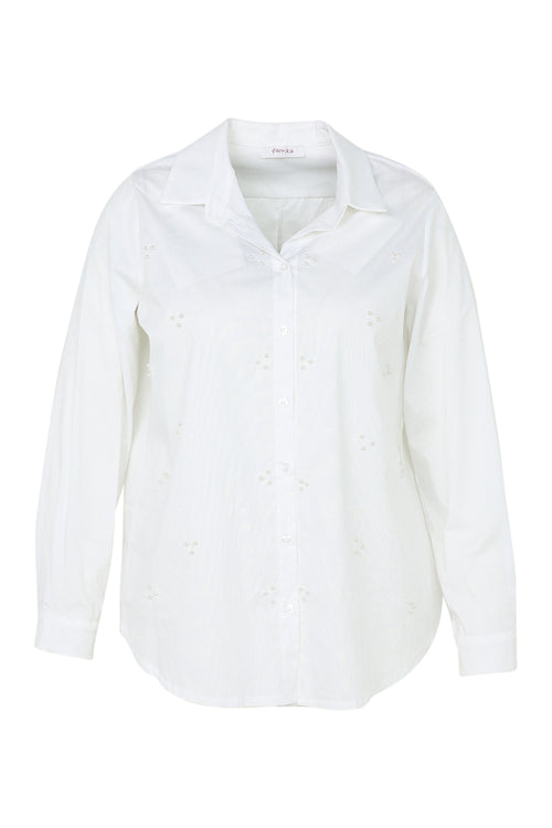 Chemise en coton avec perles-Paprika-11