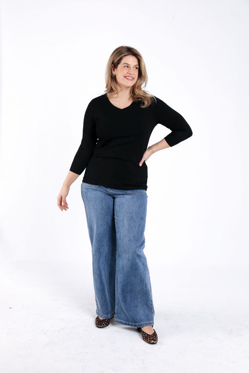 Basic T-shirt van viscose-Paprika-8