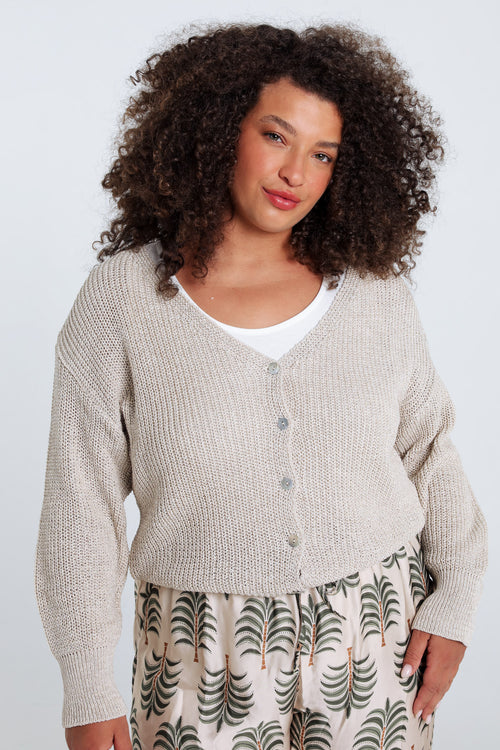 Effen gebuttonde cardigan-Paprika-1