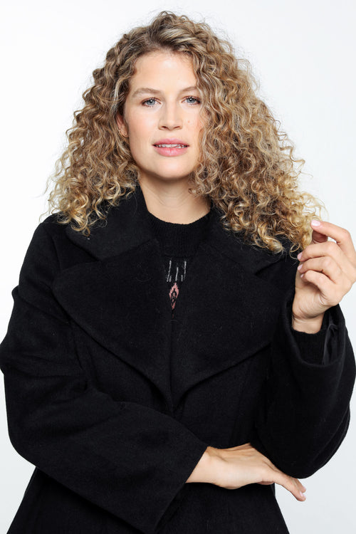 Lange, wollen jas met grote kraag en drukknopen-Paprika-4