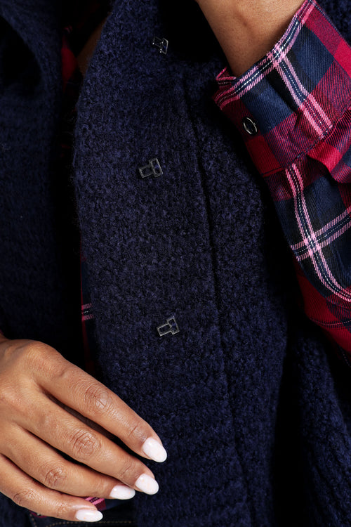 Kort, effen vest zonder mouwen met opstaande kraag-Paprika-5