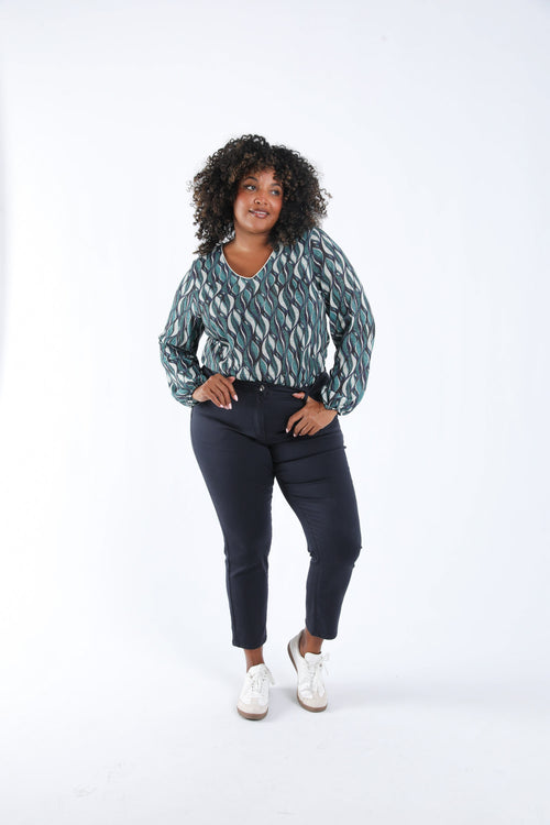 T-shirt en maille chaude imprimé graphique-Paprika-6