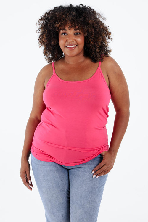 Top met fijne bandjes van uni viscose-Paprika-3