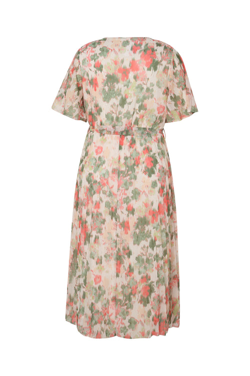 Jurk van geprinte voile met lurex-Paprika-11