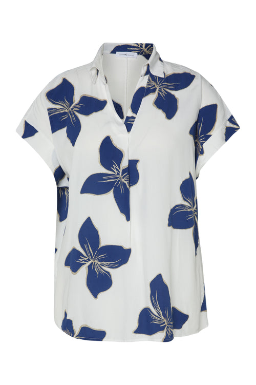 Bloes van viscose met bloemenprint-Paprika-10