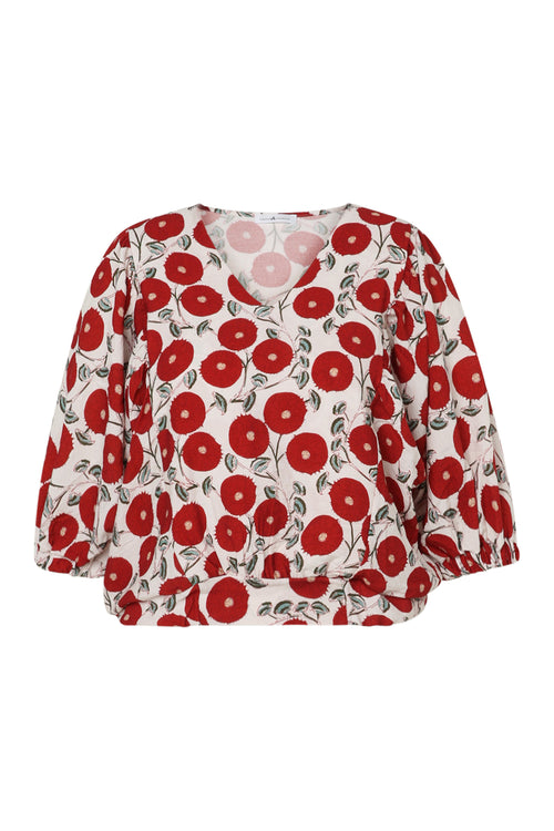 Boîteblouse met bloemenprint-Paprika-10