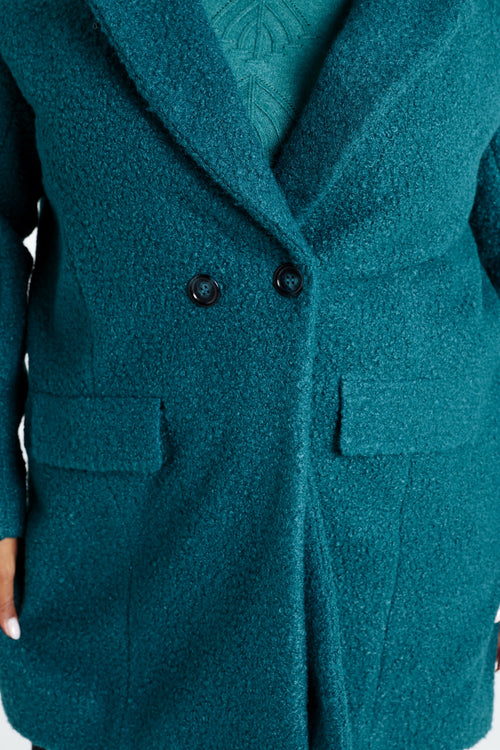 Manteau mi-long uni maille bouclette-Paprika-4