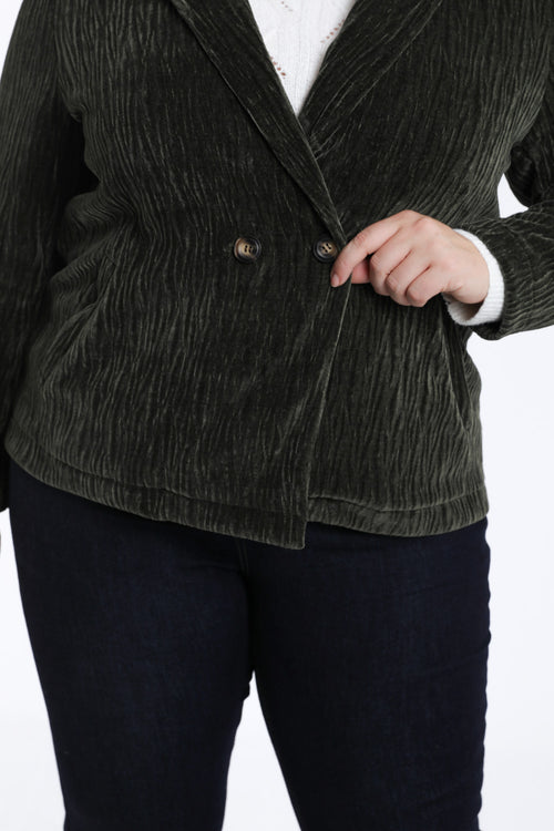 Blazer uni en velours plissé-Paprika-6