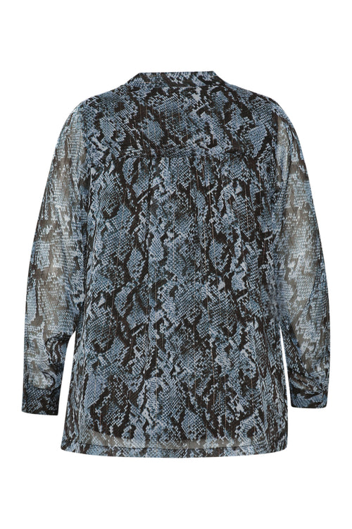Blouse met slangenprint en lurex-Paprika-9