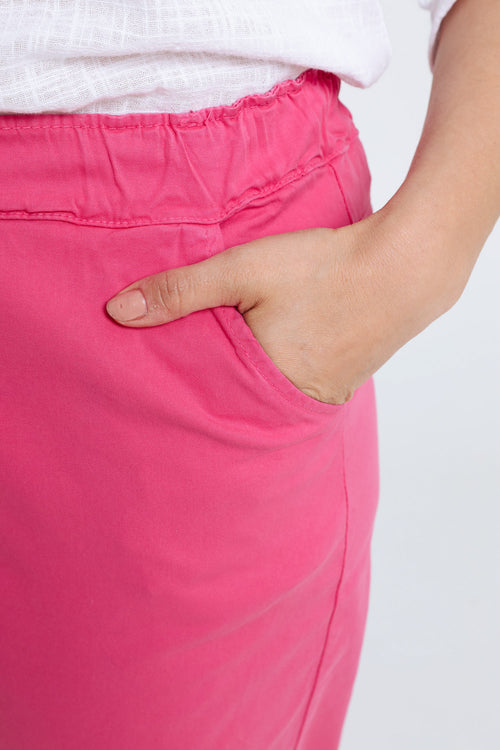 Effen 7/8-chinobroek in licht katoen met losse broekspijpen-Paprika-4