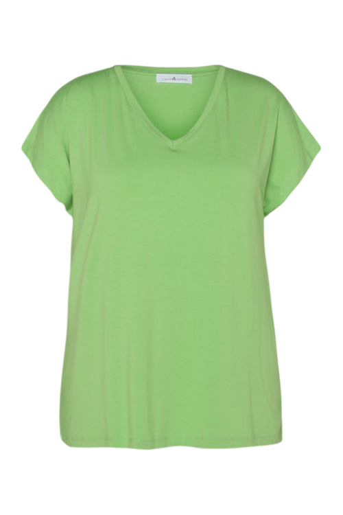 Effen T-shirt in viscose-Paprika-4